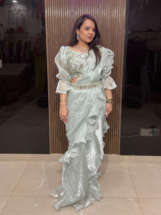 JIMMY CHOO DRAPE SAREE WITH BELT RC49