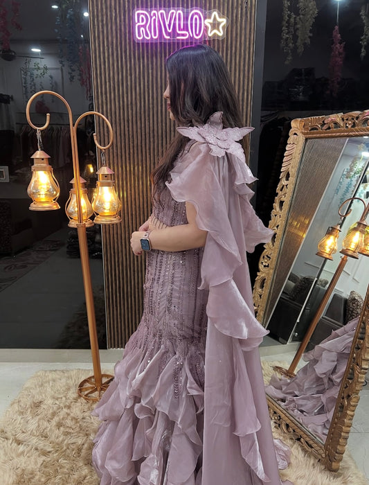 LAVENDER HEAVY FISHCUT LEHENGA RC238