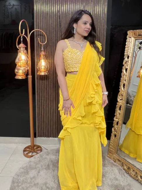 STYLISH BLOUSE FISHCUT DRAPE SAREE RC68