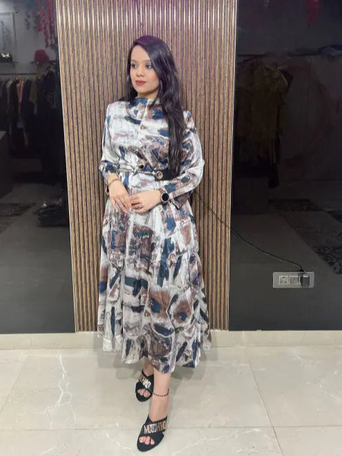 FLRAL ONE PIECE WITH BELT RC108