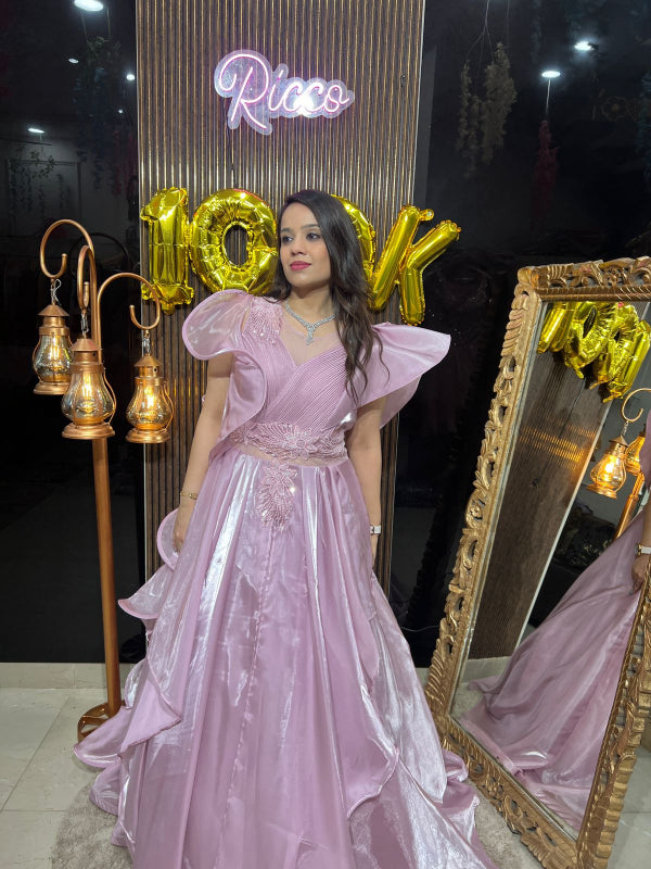 SUPER STYLISH GOWN WITH SPIRAL DUPATTA RC115