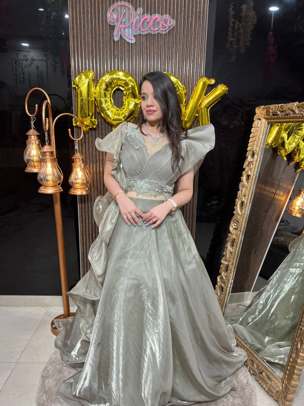 SUPER STYLISH GOWN WITH SPIRAL DUPATTA RC115