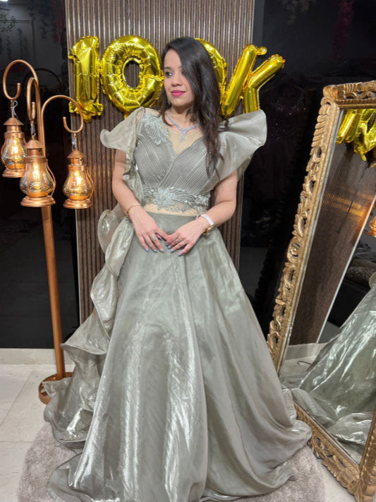 π Metallic Ruffle Ball Gown π RC365