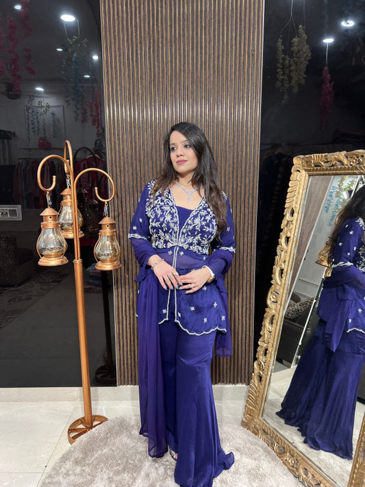 PURPLE GARARA EMBROIDERED SUIT RC186