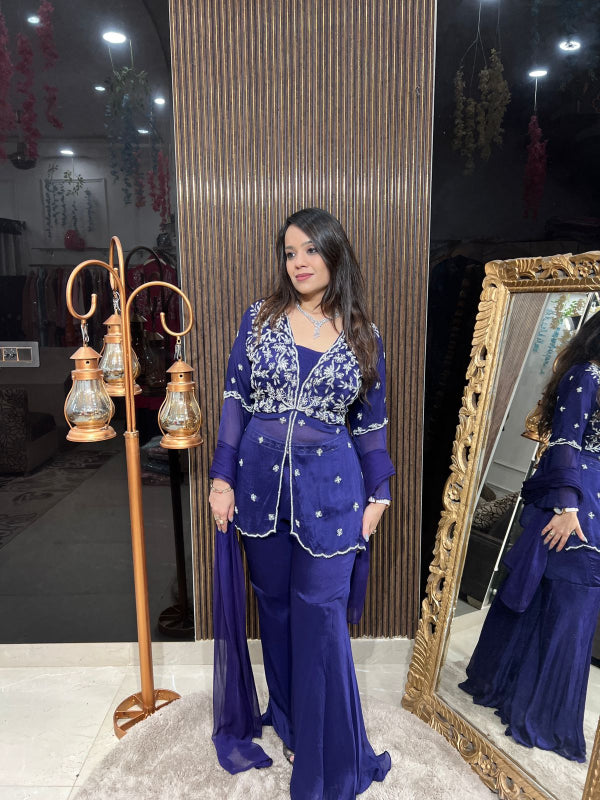 PURPLE GARARA EMBROIDERED SUIT RC186