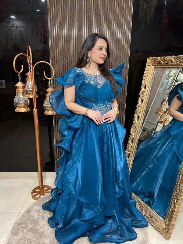 SUPER STYLISH GOWN WITH SPIRAL DUPATTA RC115