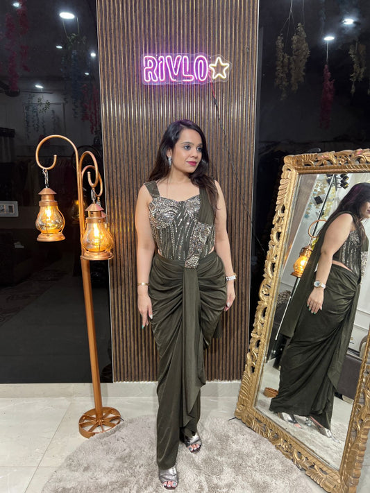 Gleam Corset Draped Saree Gown RC255