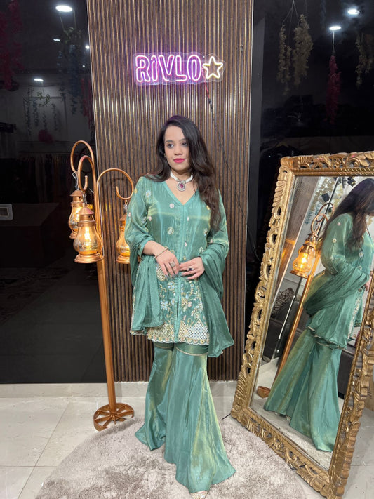 Emerald Glow Sharara Set RC276