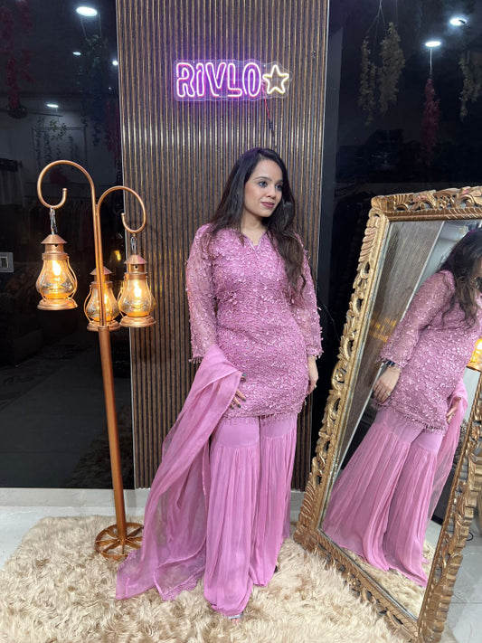 💖 Embroidered Pink Sharara Suit 💖 RC281