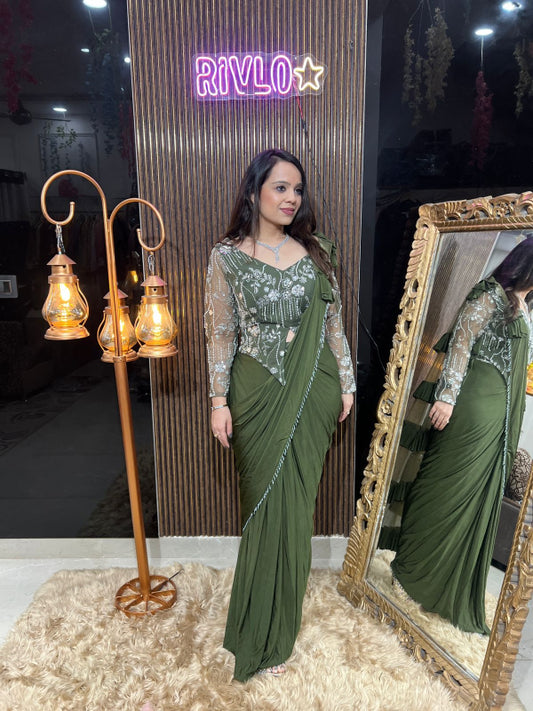 ✨ Embellished Corset Drape Saree ✨ RC282