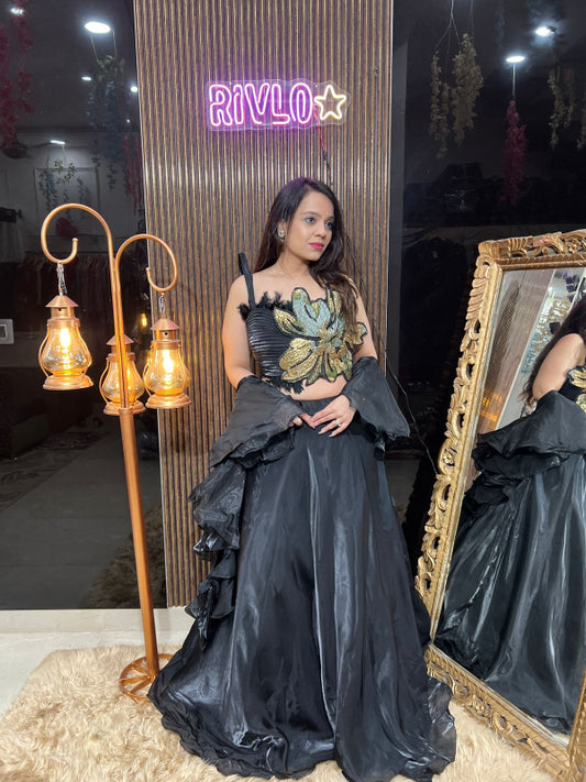 🌟 Designer Black Embellished Lehenga Set 🌟 RC308