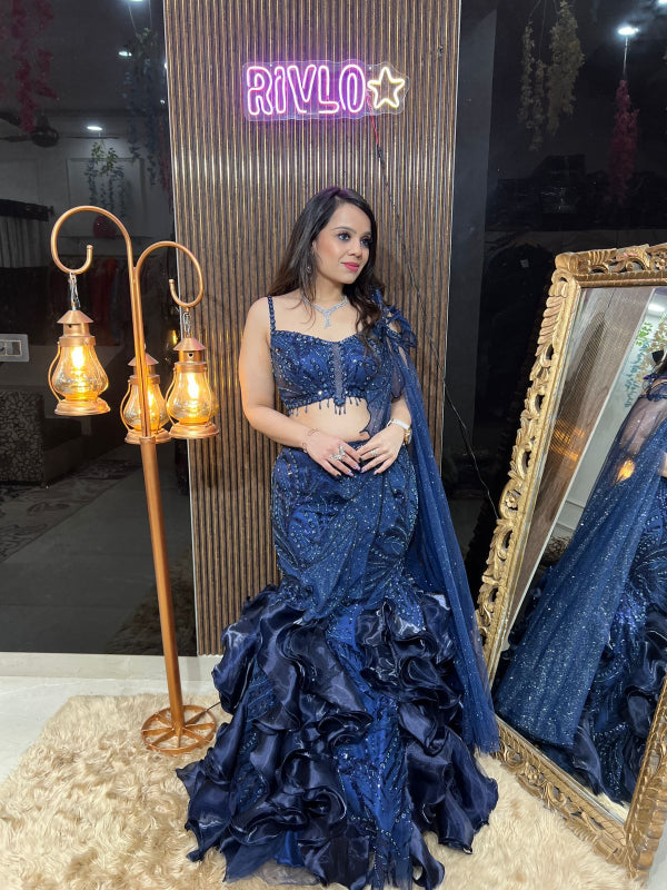 π« Glam up your celebrations with this dazzling designer lehenga set. π« RC341