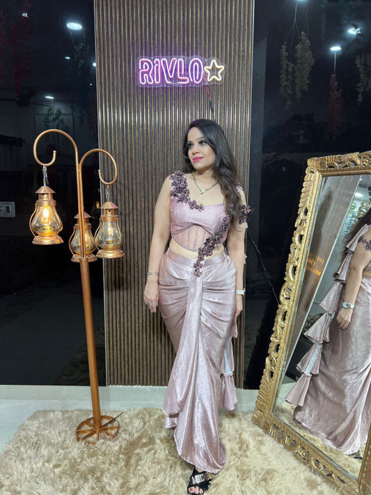 Blush Orchid Embellished Drape Saree RC350