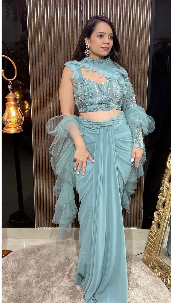 ✨ Elegant Draped Saree with Embellished Blouse ✨ RC351