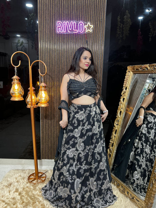 Black Embellished Lehenga Set RC361