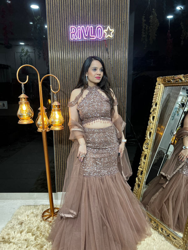 Cold Shoulder Fish Cut Lehenga RC353