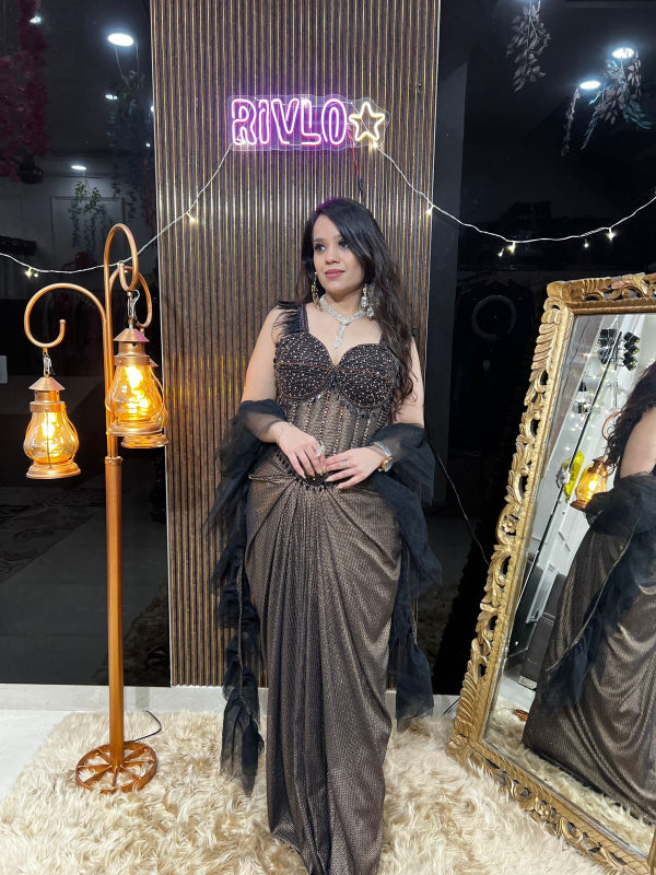 Metallic Bronze Corset Drape RC383