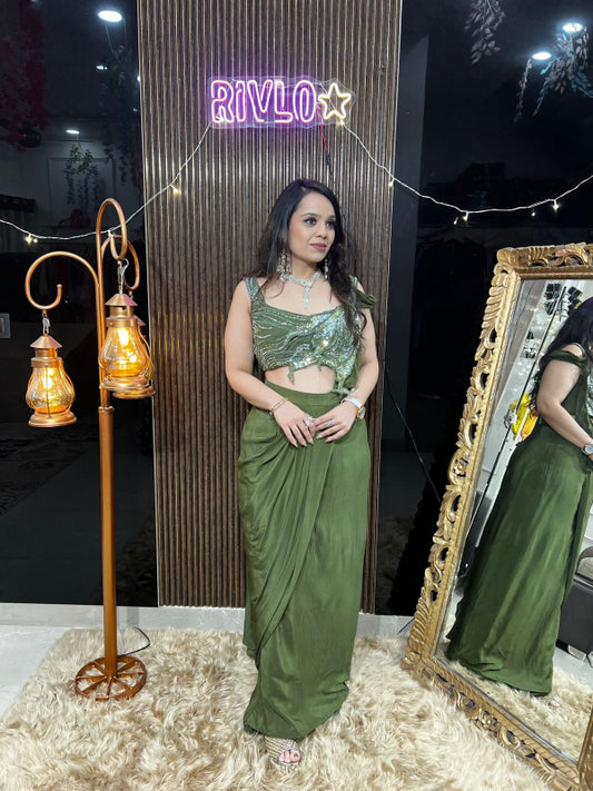 Olive Shimmer Drape Set RC381