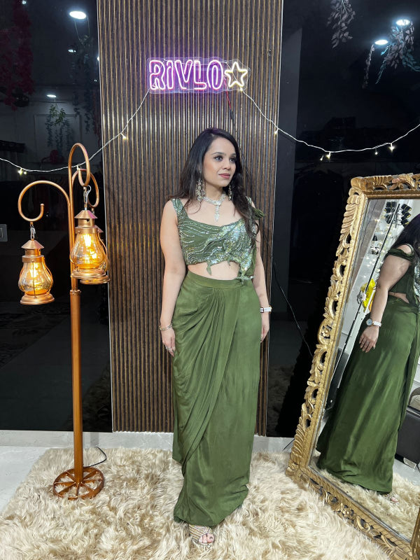 Olive Shimmer Drape Set RC381
