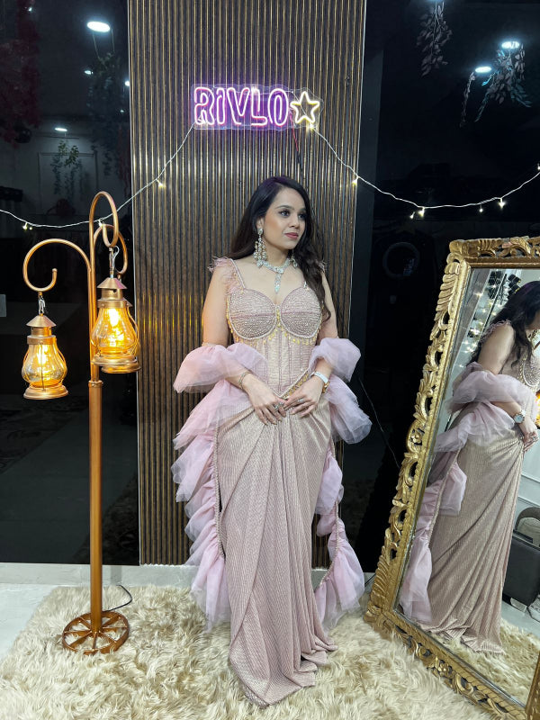 Blush Rose Corset Saree Gown RC384