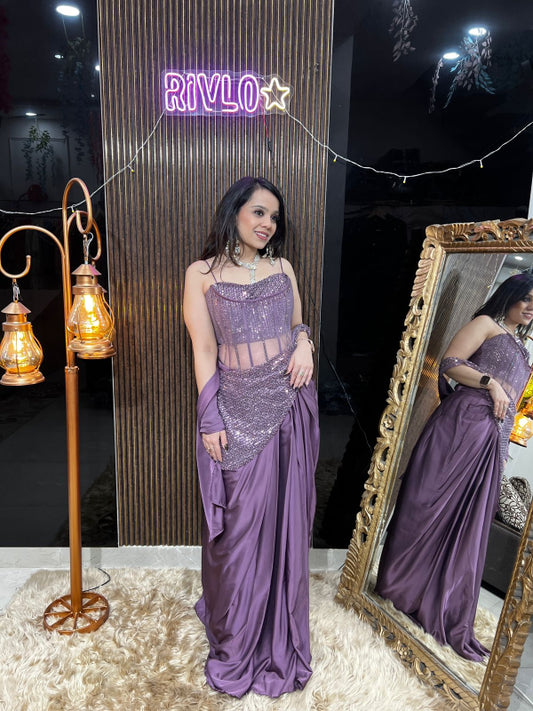 ✨ Indo-Western Ruffle Drape Set RC395