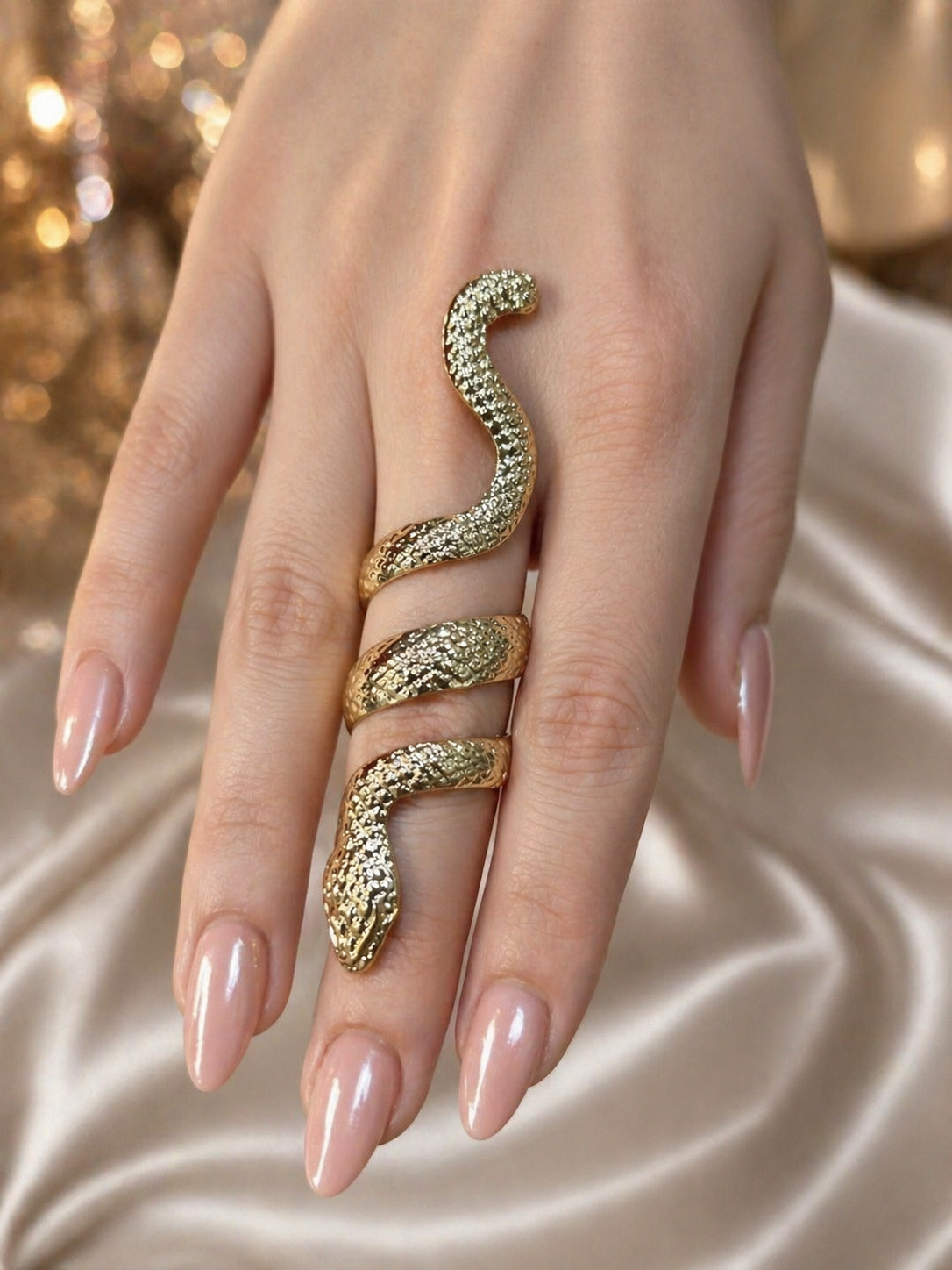Dark Pink And Baby Pink Serpentine Embellished Drape Set and free snake ring ✨ RC552