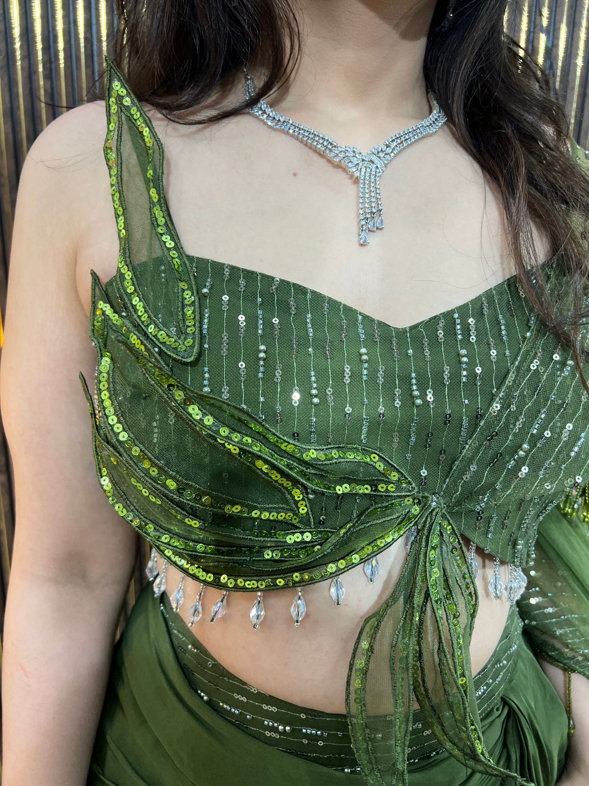 Indo-Western Draped Set with Embellished Blouse AC29