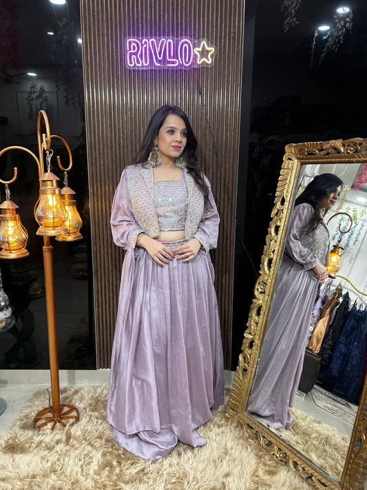 PINK AND LAVENDER JACKET LEHENGA RC474