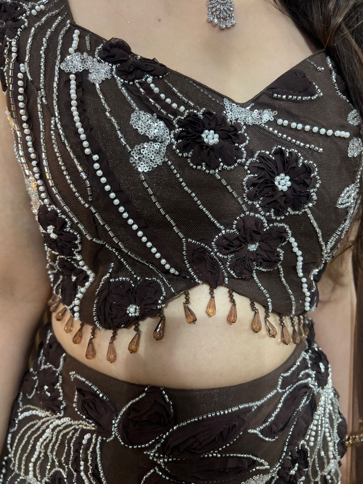 ❤️✨ Coco Brown Embroidered Fishcut Lehenga Set ✨❤️RC486