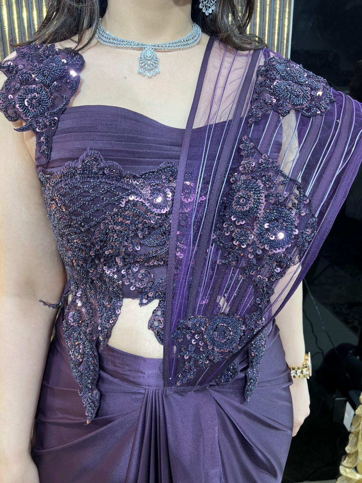 π€β¨ Wine Indo-Western Saree Set β¨π€ AC65