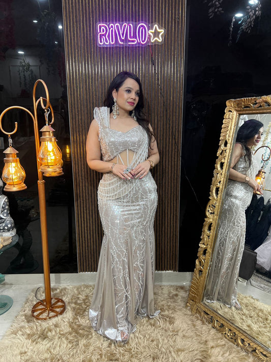 🍾✨ Champagne Crystal Corset Indo-Western ✨🍾 AC58