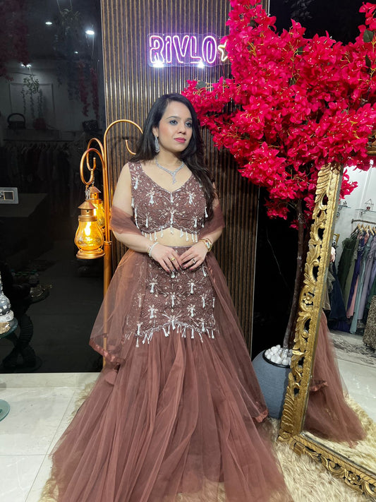 ✨ Chocolate Embellished Mermaid Lehenga Set ✨ RC517