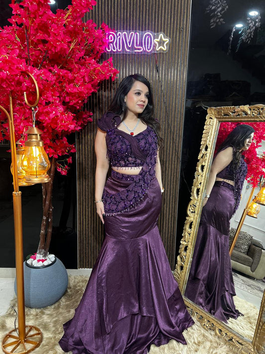 Wine Embellished Mermaid Drape Set RC537
