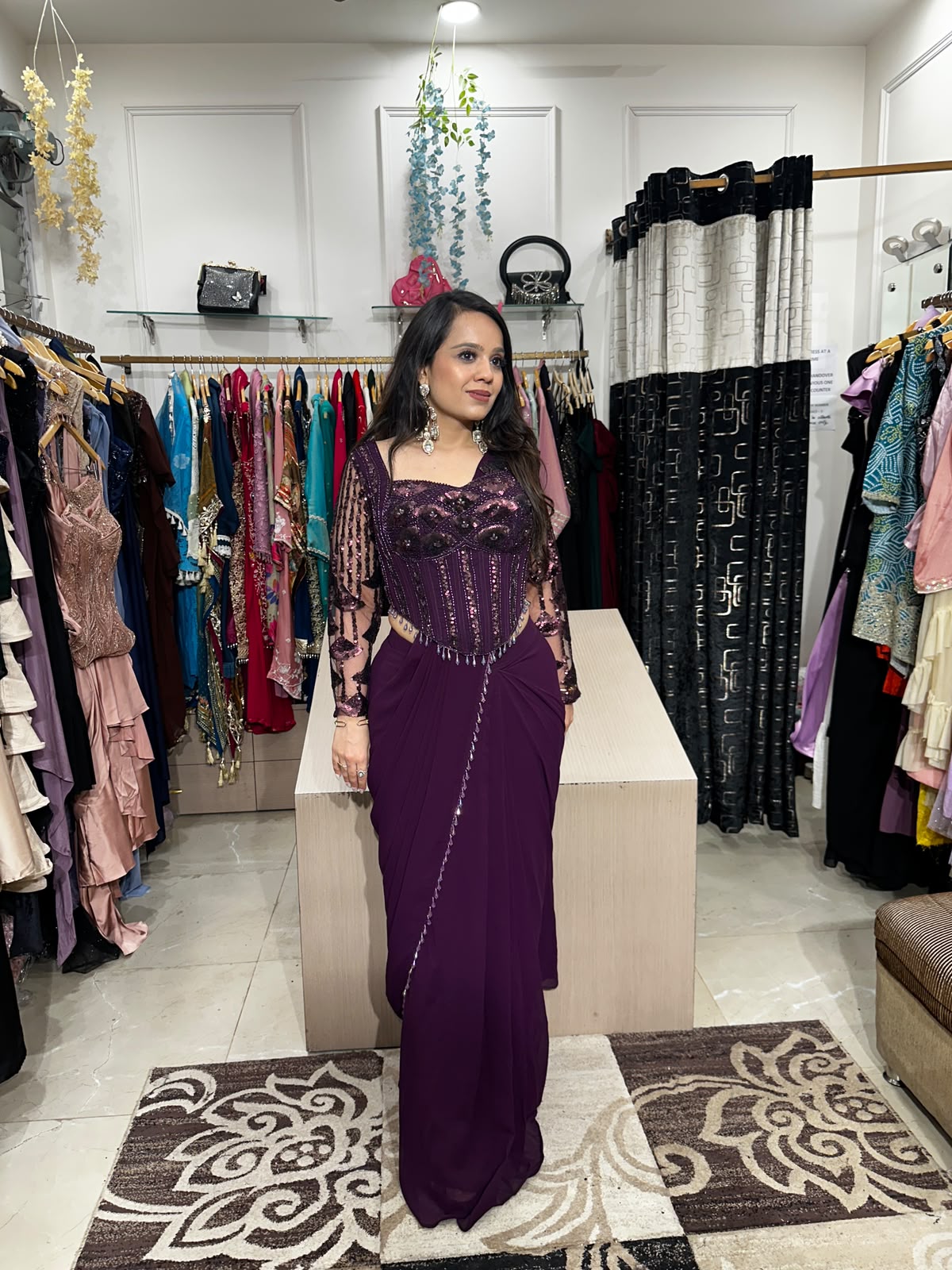 Royal Plum Elegance Drape Saree RC588