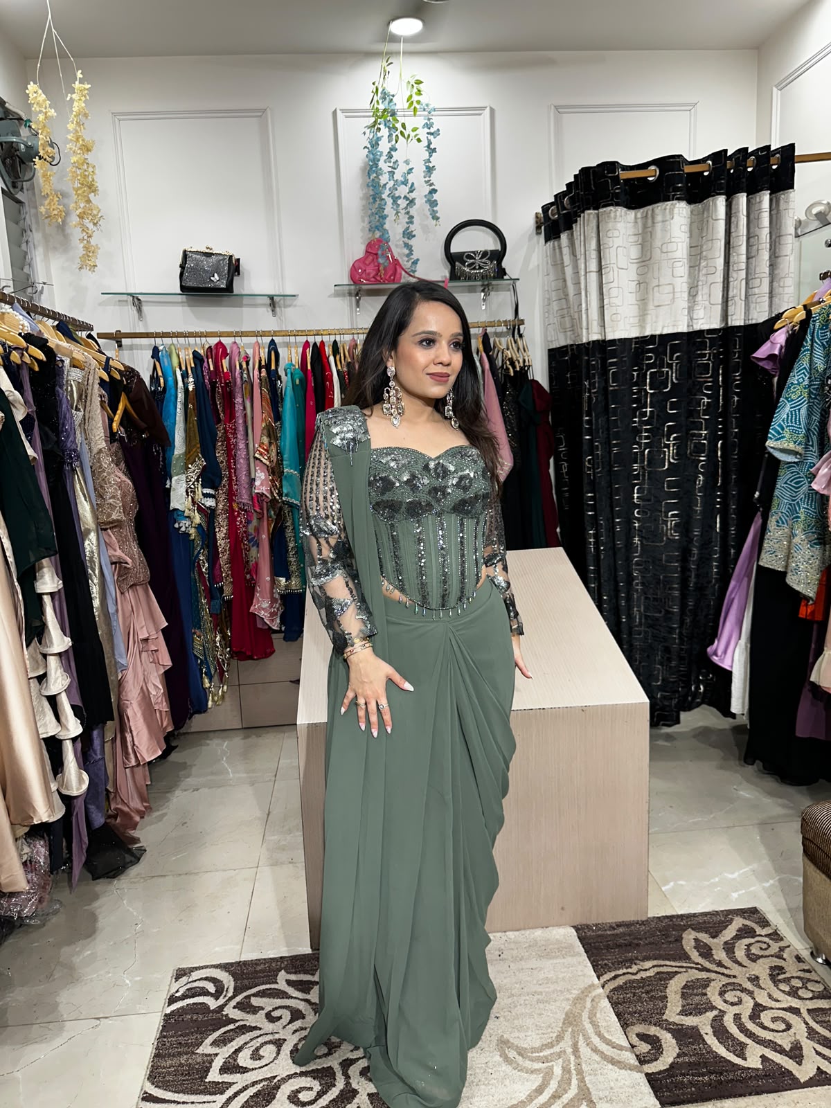 Misty Green Elegance Saree RC589