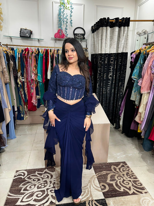 Blue Royale Drape Saree RC591