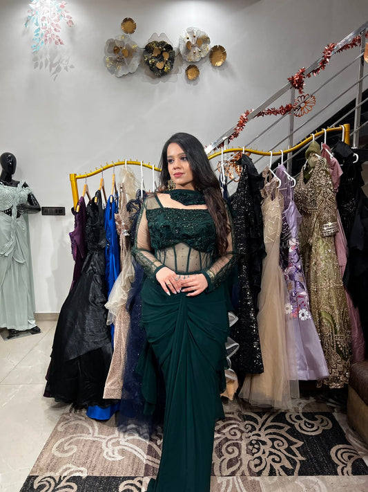 Emerald Enchanté Drape Saree RC583