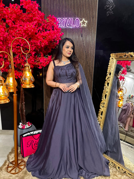 🌙 Mauve Embroidered Gown 🌙 RC593