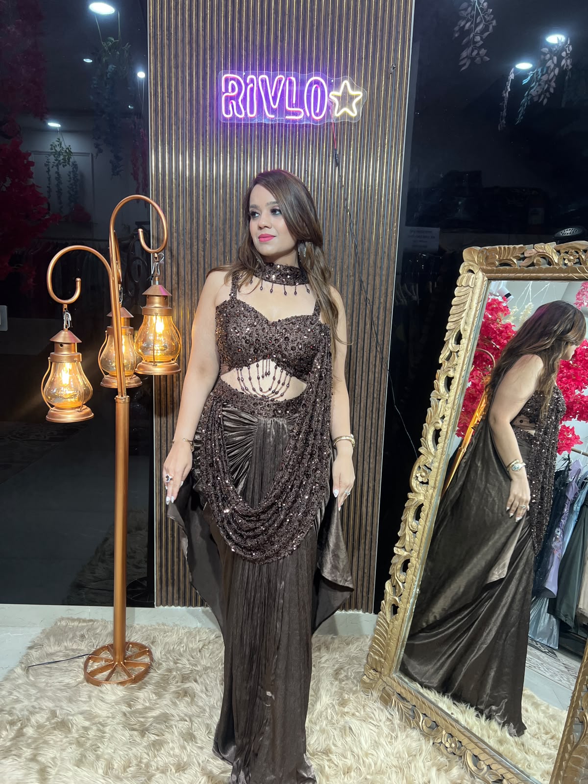 Coco Drape Sequin Indo Saree AC105