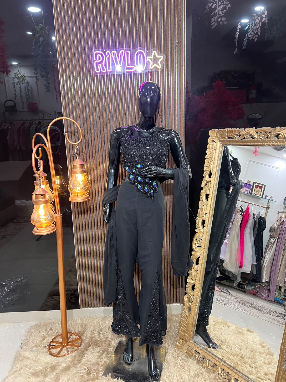 Noir Embellished 2 PIECE Trouser Set RC652