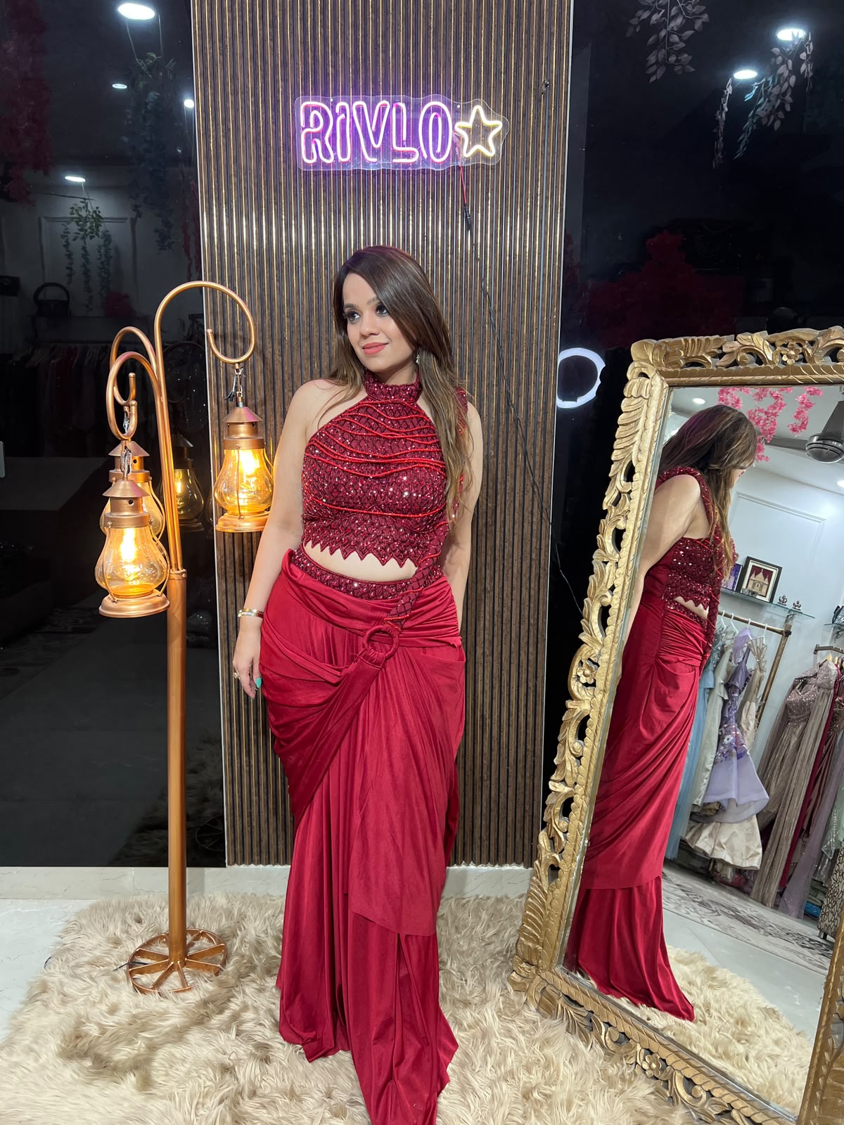 Ruby Drape Glamour Saree Set RC659