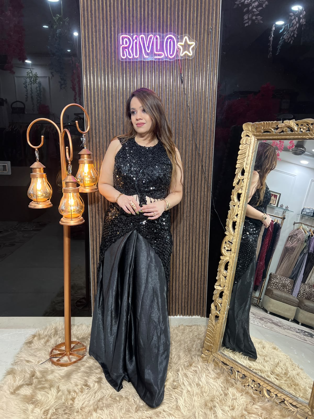 Gold & Black Luxe Embellished Draped Saree RC684