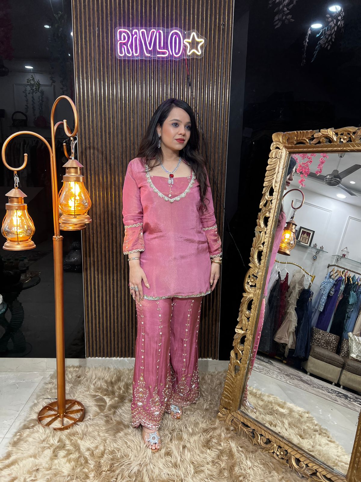 πβ¨ Turquoise Noor And Blush Pink Heavy Pants Set β¨π RC495