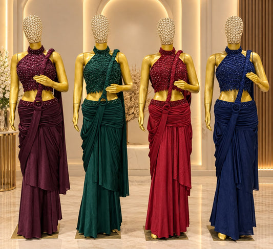Ruby Drape Glamour Saree Set RC659