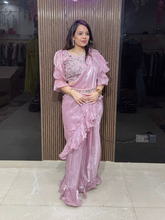 JIMMY CHOO DRAPE SAREE WITH BELT RC49