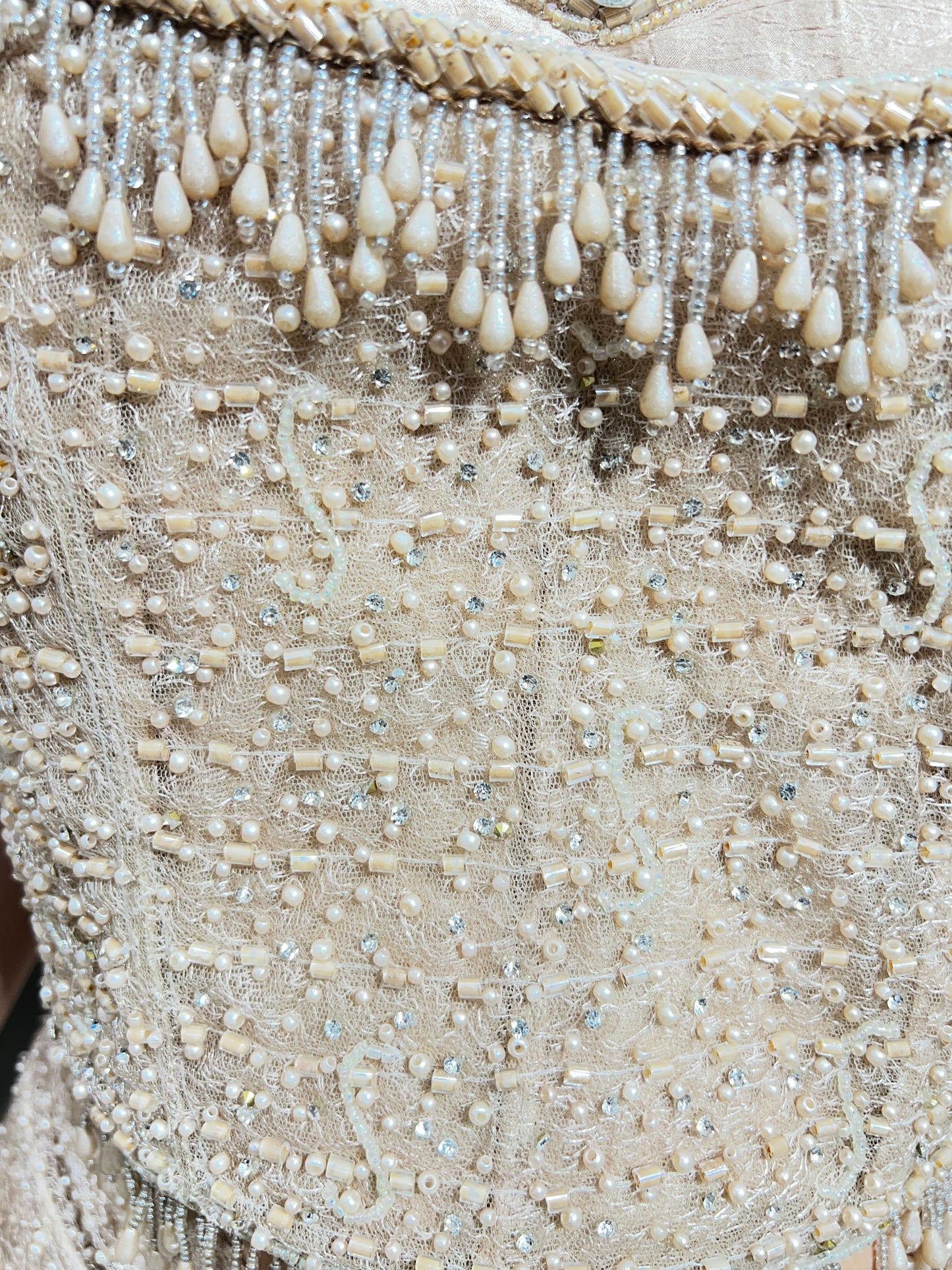 Gold Beidge And White Embellished Corset & Draped Skirt Set RC388