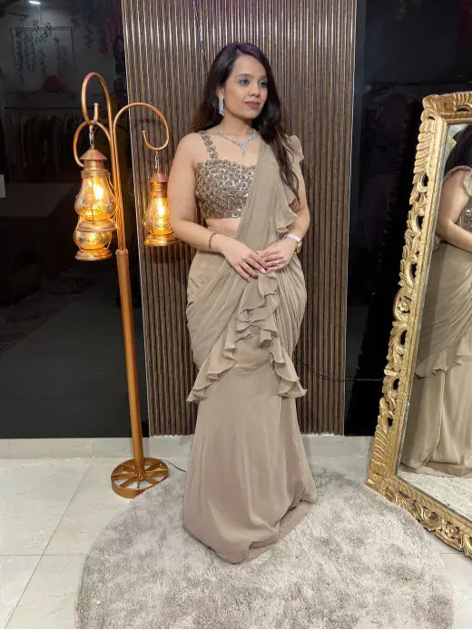 STYLISH BLOUSE FISHCUT DRAPE SAREE RC68