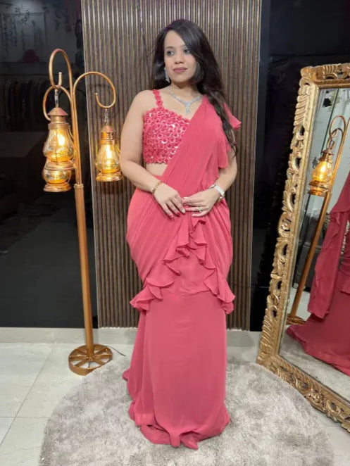 STYLISH BLOUSE FISHCUT DRAPE SAREE RC68