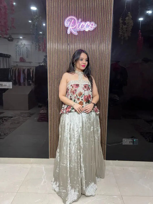 LIGHT WEIGHTED SMART LEHENGA HALTER BLOUSE RC73