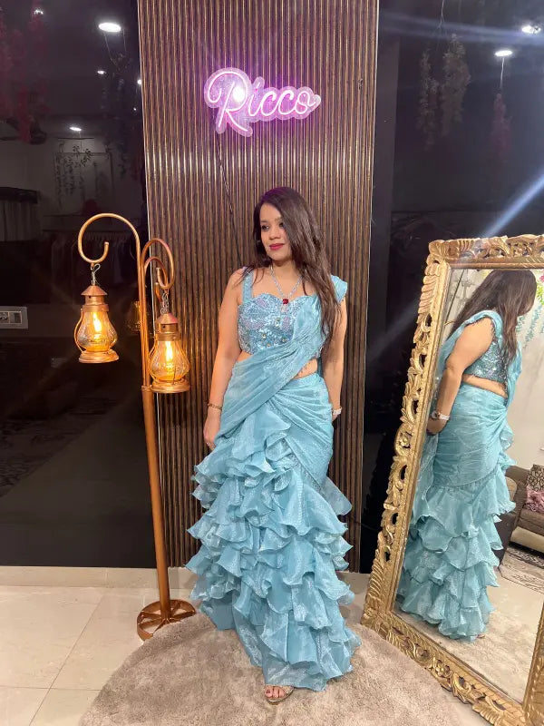 HEAVY BLOUSE FRILL DRAPE LEHENGA RC92